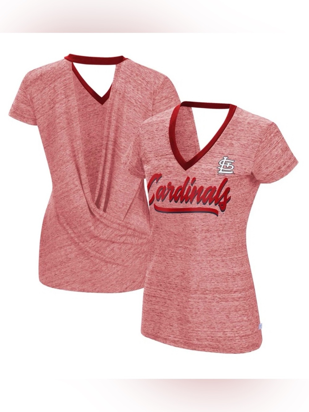 St. Louis Cardinals Touch Women's Halftime Back Wrap Top V-Neck T-Shirt NWT
